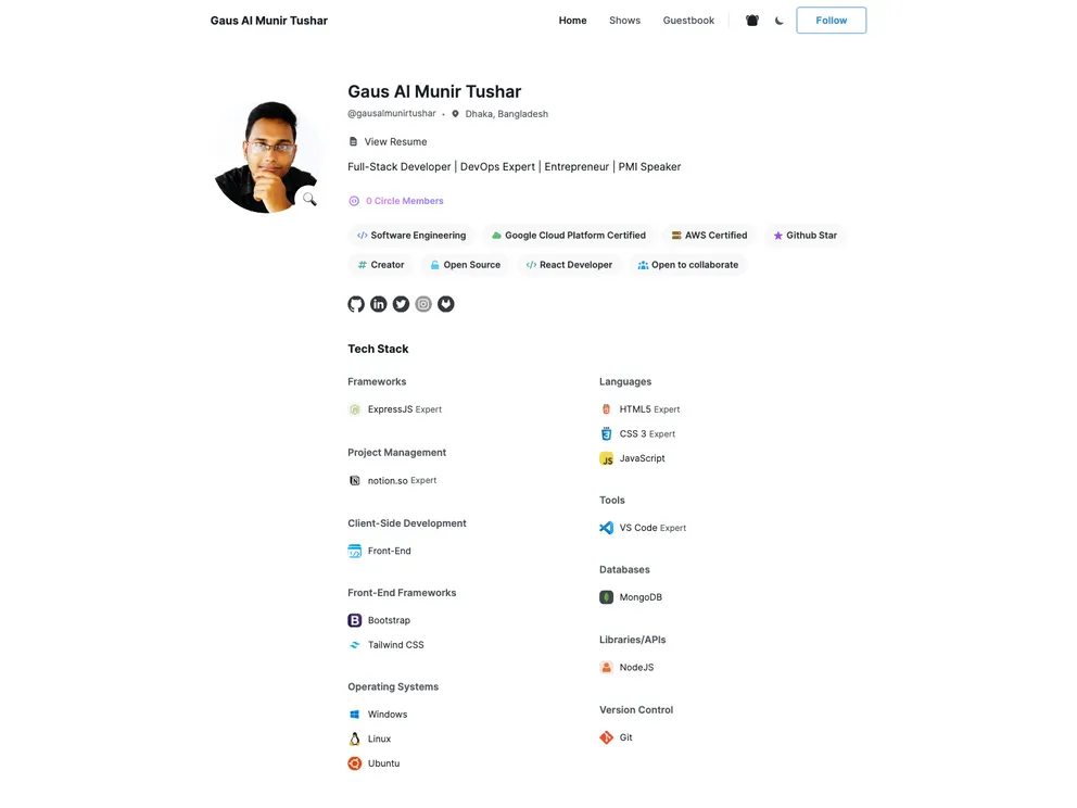 screenshot of GausAlMunirTushar