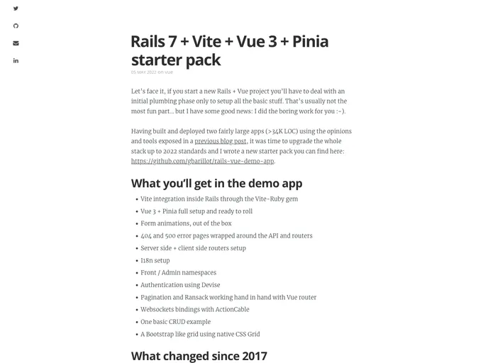 screenshot of Rails Vue Demo App
