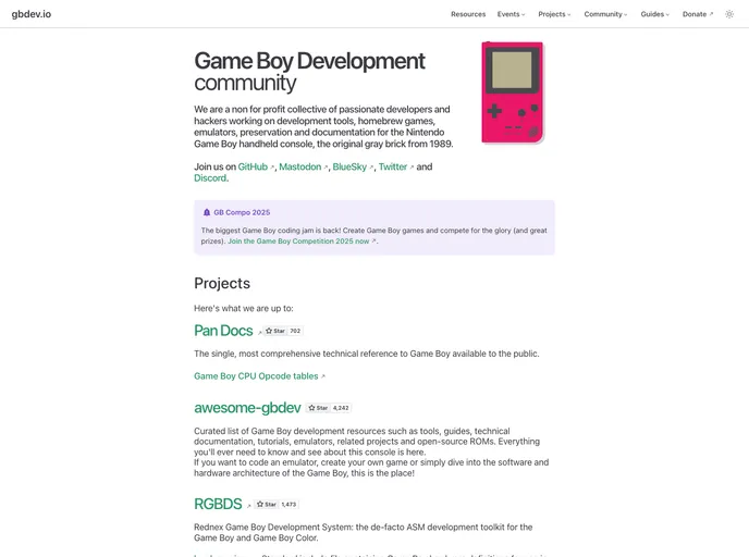 screenshot of Gbdev.github.io