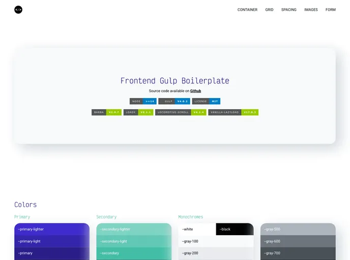 screenshot of Frontend Gulp Boilerplate
