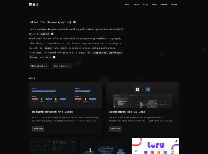 Shuvam.xyz screenshot