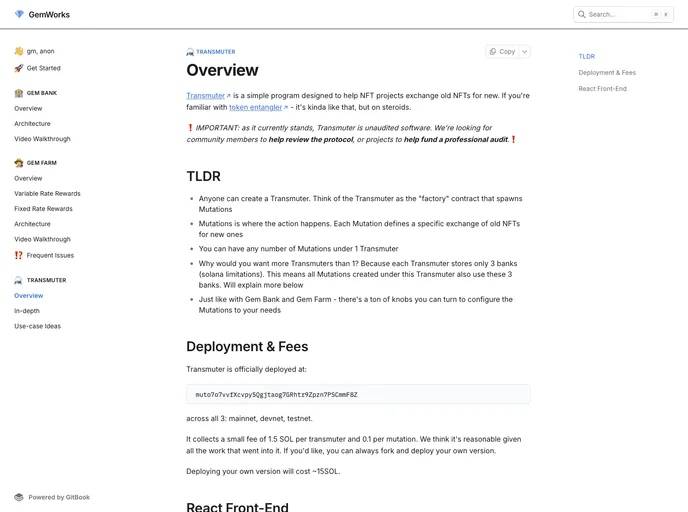 screenshot of Transmuter UI