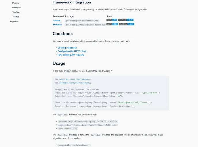 screenshot of GeocoderLaravel
