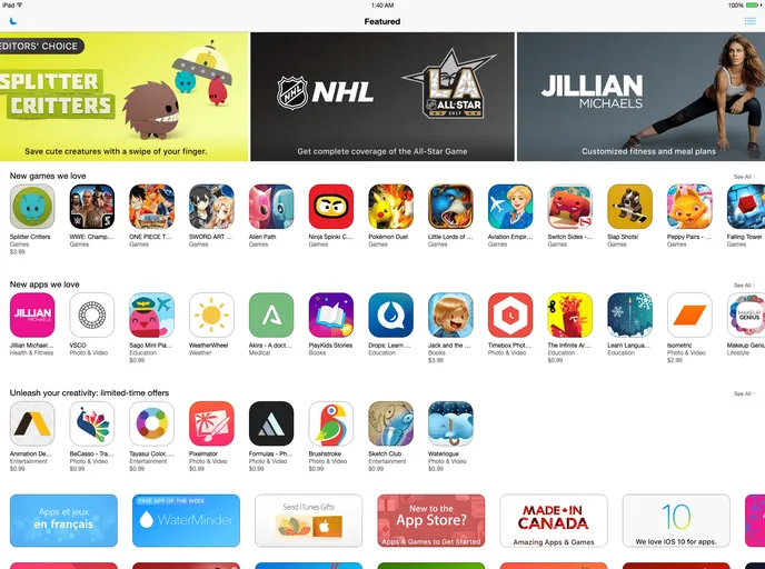 screenshot of App Store Web Port