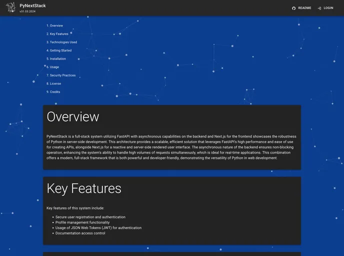 screenshot of PyNextStack