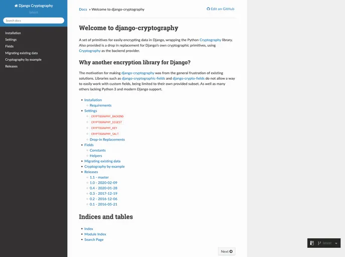 screenshot of Django Cryptography