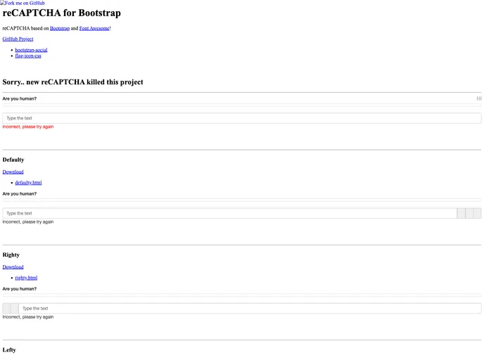 screenshot of Bootstrap Recaptcha