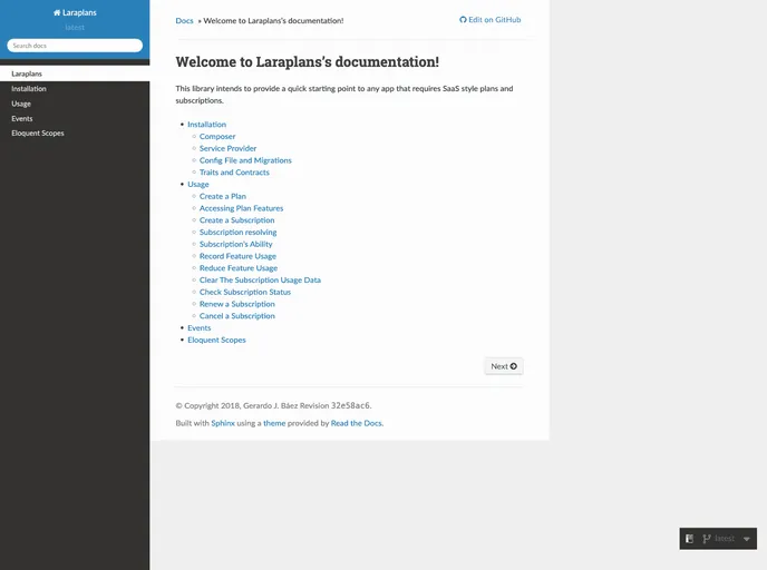 screenshot of Laraplans