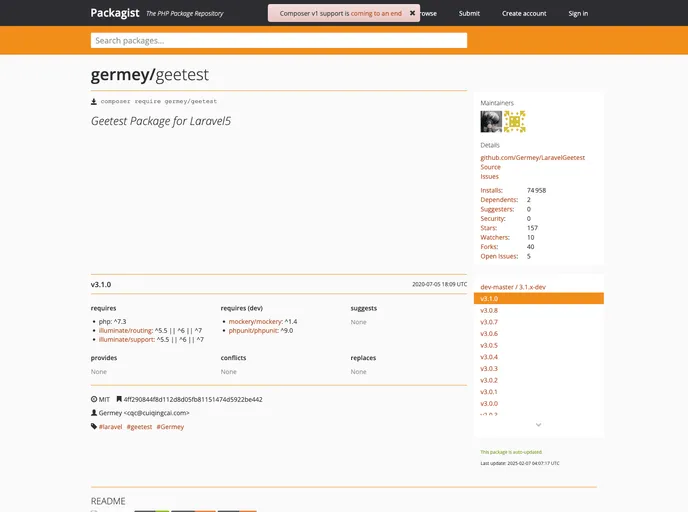 screenshot of LaravelGeetest