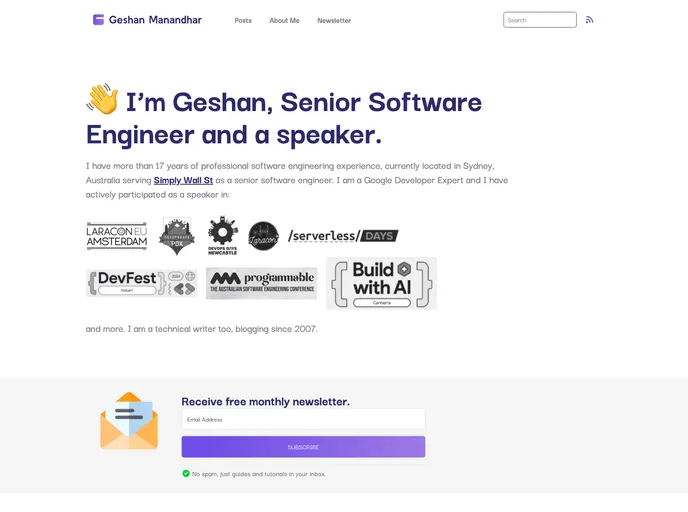 screenshot of Geshan.github.com