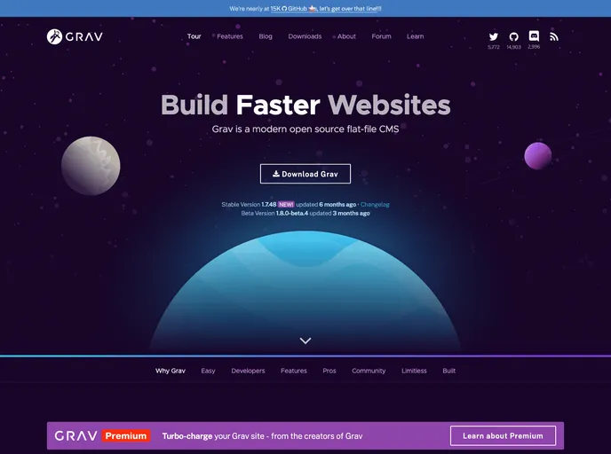 screenshot of Grav Skeleton Landio Site