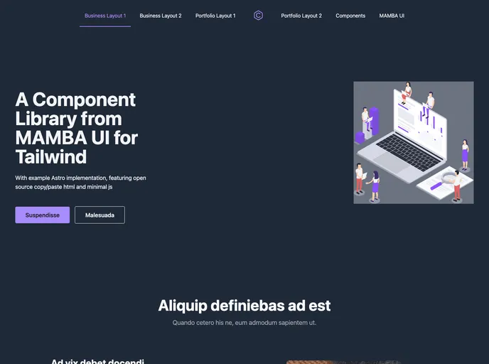 Astro Tailwind Mambaui Template screenshot