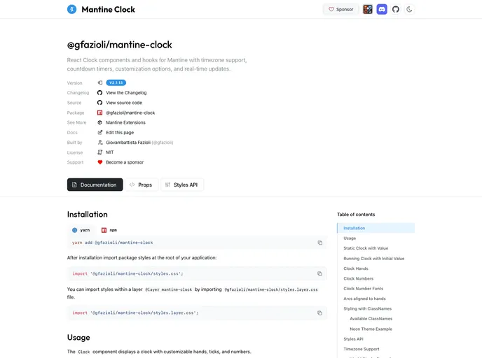 Mantine Clock screenshot