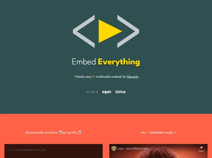 screenshot of Eleventy Plugin Embed Twitter