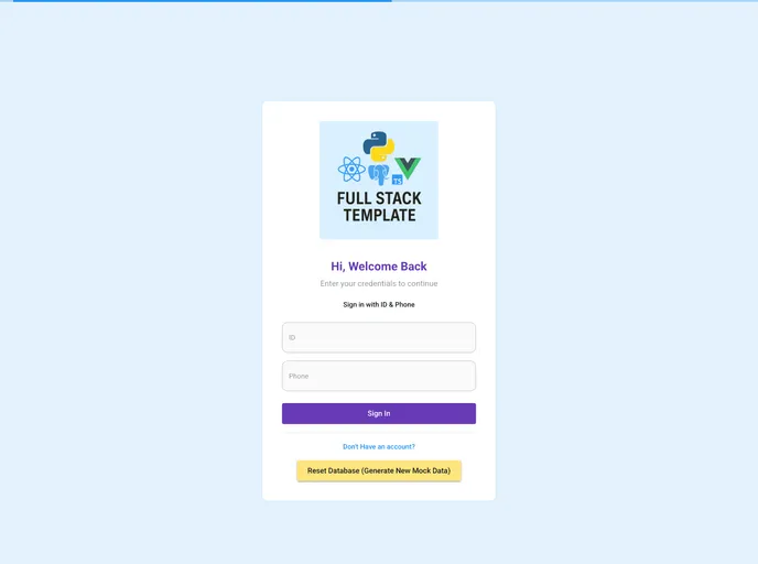 Fullstack Template Fastapi React Vue screenshot