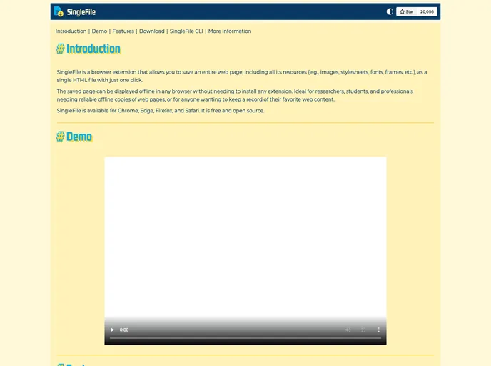 screenshot of SingleFile