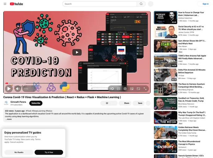 screenshot of Covid Prediction