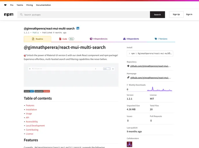 screenshot of React Mui Multi Search