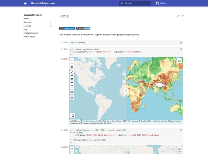 screenshot of Geospatial Notebooks