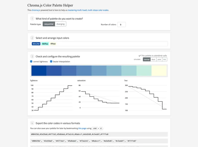 screenshot of Palettes