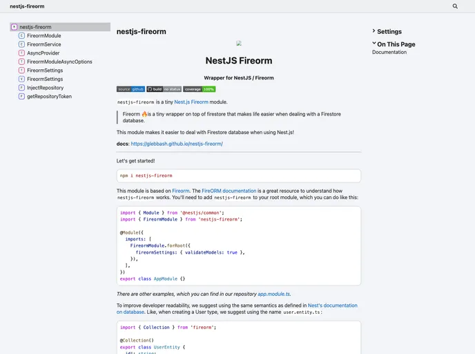 screenshot of Nestjs Fireorm