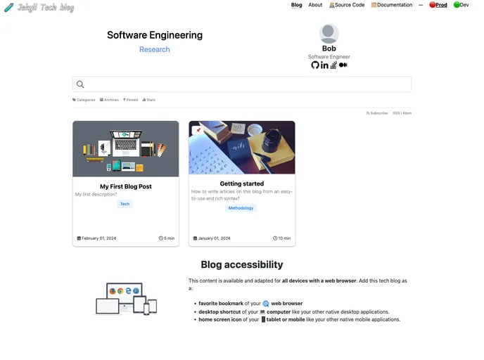 screenshot of Jekyll Tech Blog