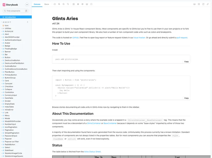 screenshot of Glints Aries