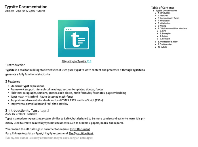 screenshot of Typsite
