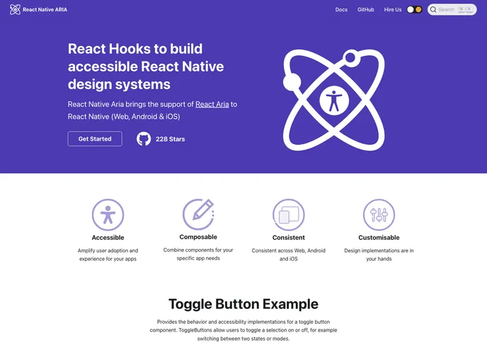 screenshot of React Native Aria