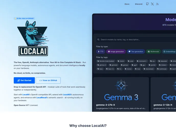 screenshot of Localai Website