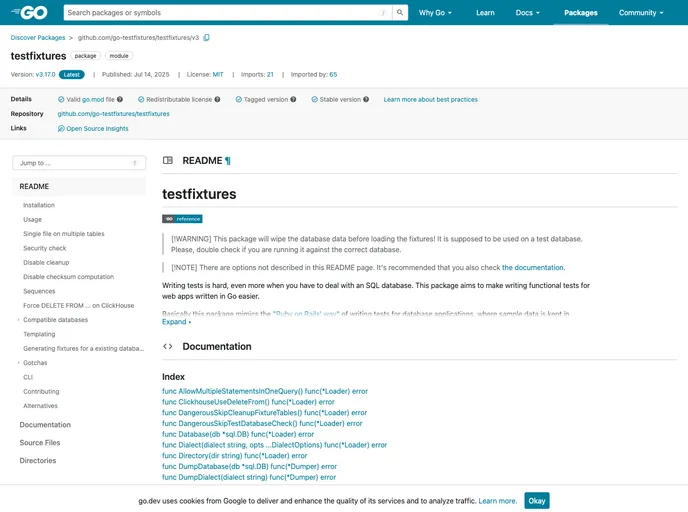 screenshot of Testfixtures