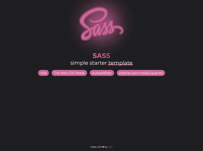 screenshot of Vite Sass App Template