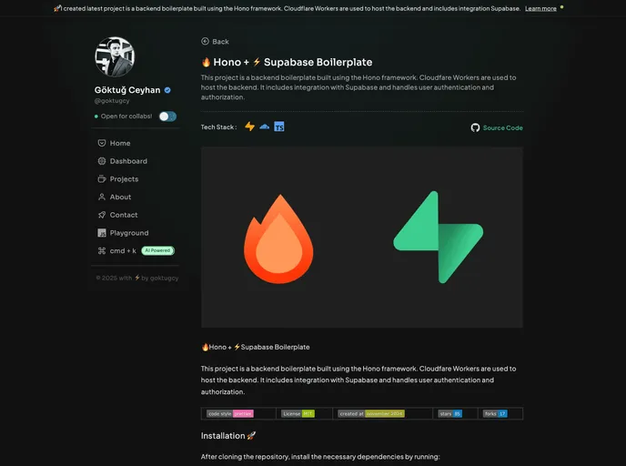 screenshot of Hono Boilerplate