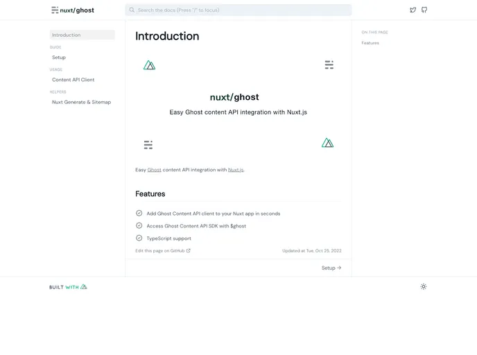 screenshot of Nuxt Ghost