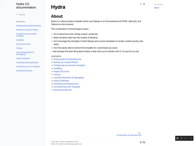 screenshot of Django Hydra