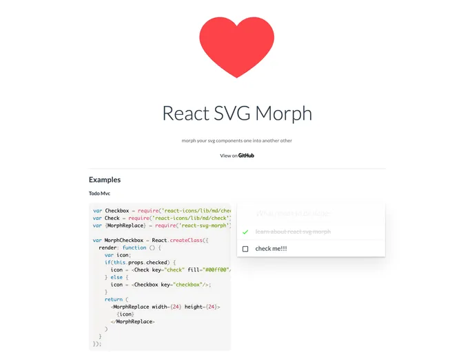 screenshot of React Svg Morph