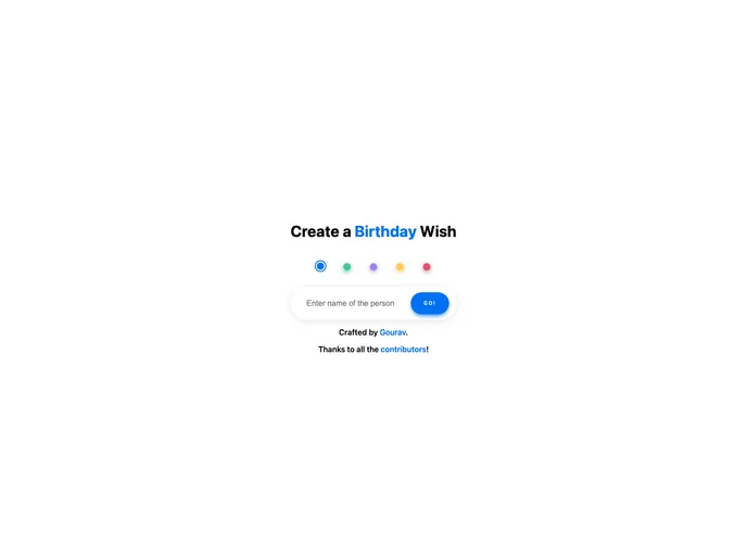 screenshot of Nextjs Birthday Wish