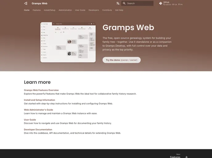 screenshot of Gramps Web Api
