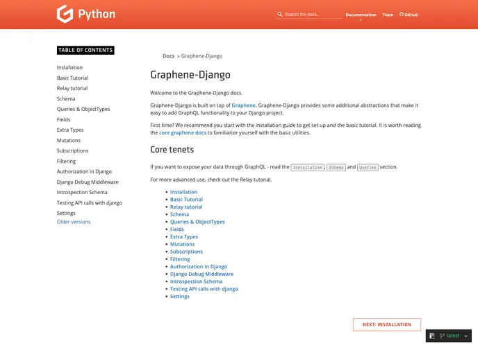 screenshot of Graphene Django