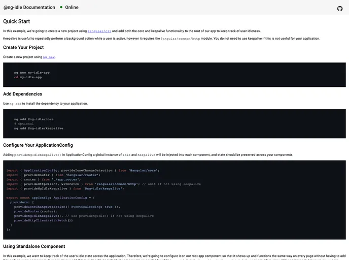 screenshot of Ng2 Idle