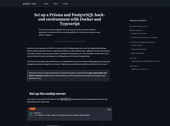 screenshot of Prisma Docker
