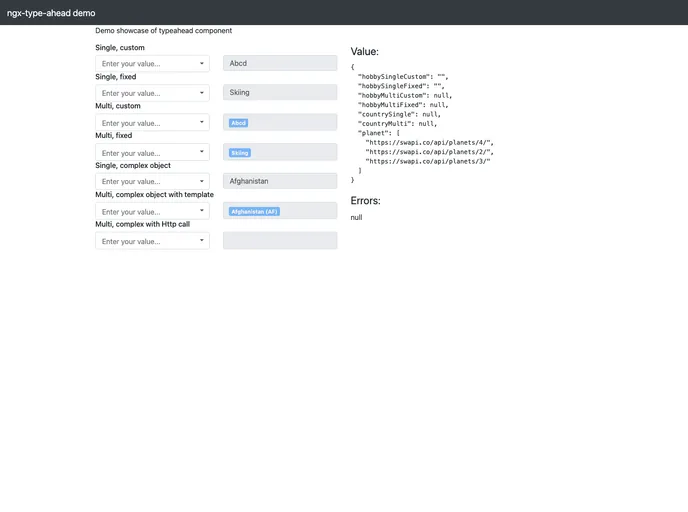 screenshot of Ngx Typeahead
