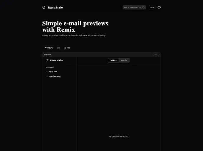screenshot of Remix Mailer