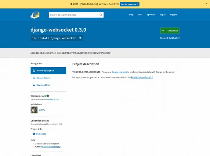 screenshot of Django Websocket