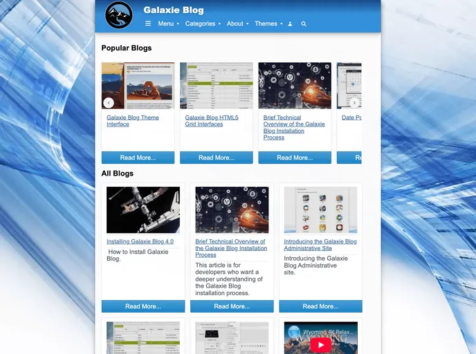 screenshot of Galaxie Blog