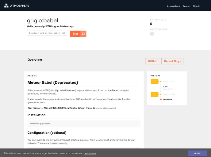 screenshot of Meteor Babel
