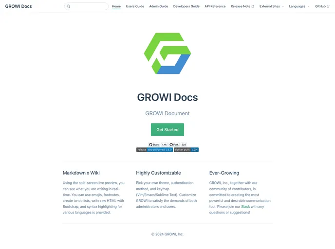 screenshot of Growi Docs