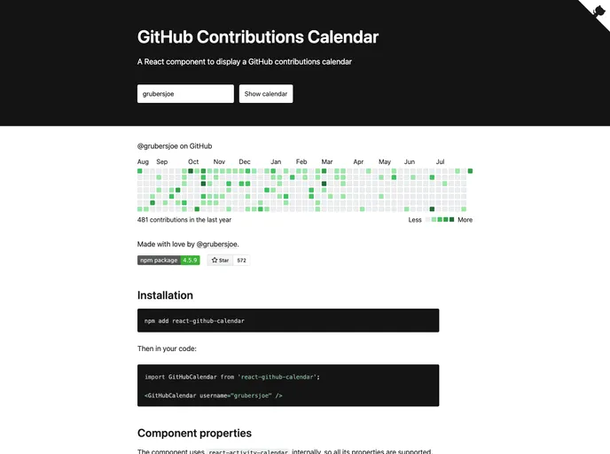 React Github Calendar