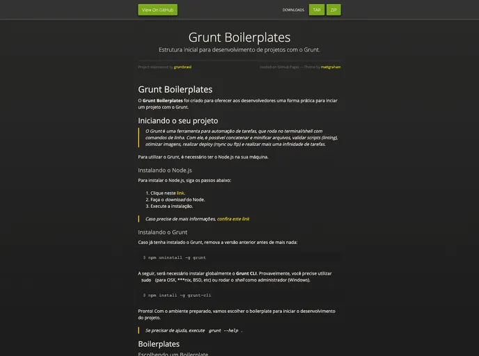 screenshot of Grunt Boilerplates