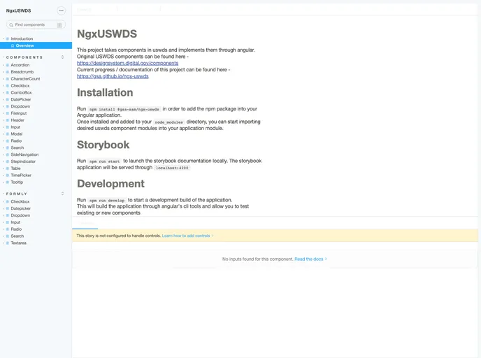 screenshot of Ngx Uswds